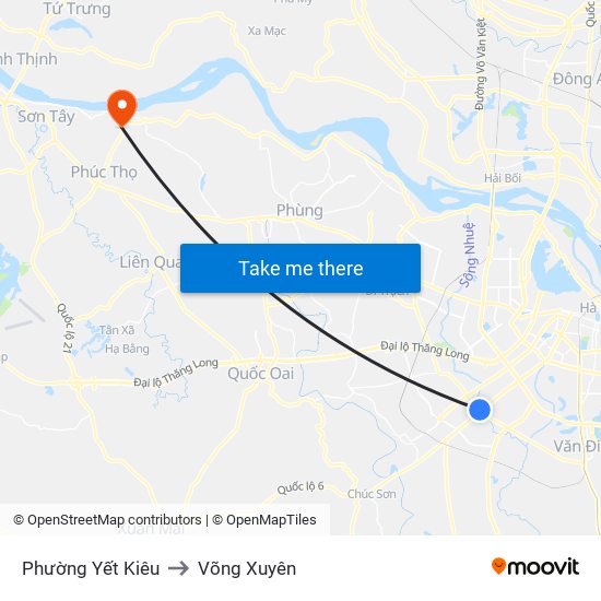 Phường Yết Kiêu to Võng Xuyên map