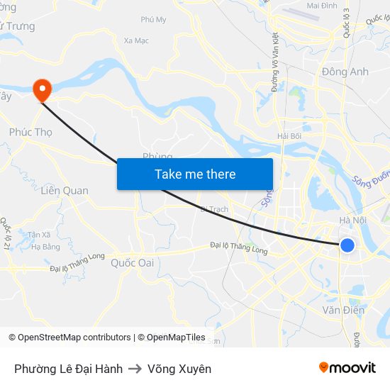 Phường Lê Đại Hành to Võng Xuyên map