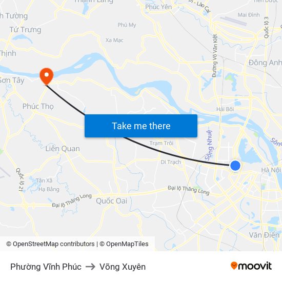 Phường Vĩnh Phúc to Võng Xuyên map