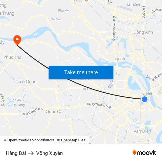 Hàng Bài to Võng Xuyên map