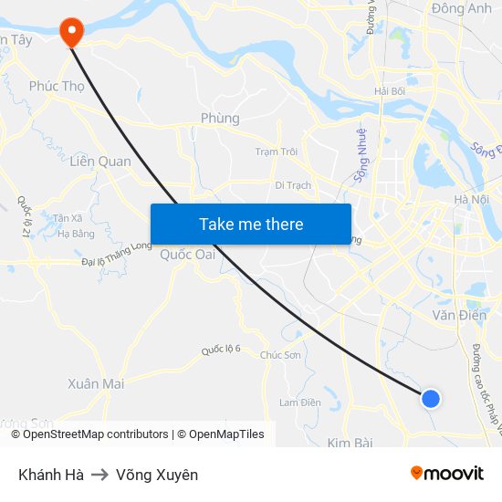 Khánh Hà to Võng Xuyên map