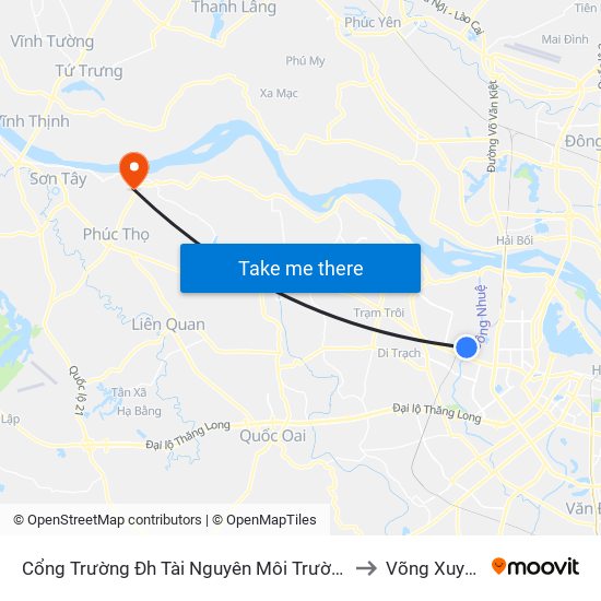 Cổng Trường Đh Tài Nguyên Môi Trường to Võng Xuyên map