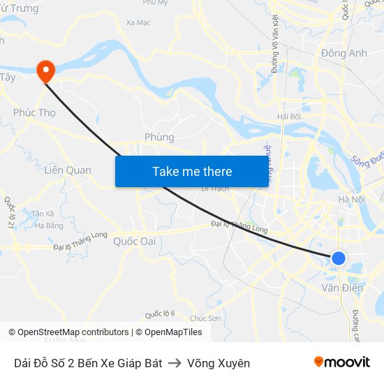 Dải Đỗ Số 2 Bến Xe Giáp Bát to Võng Xuyên map