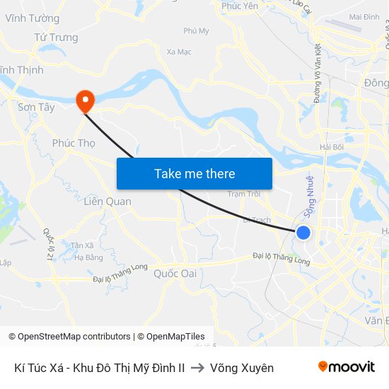 Kí Túc Xá - Khu Đô Thị Mỹ Đình II to Võng Xuyên map