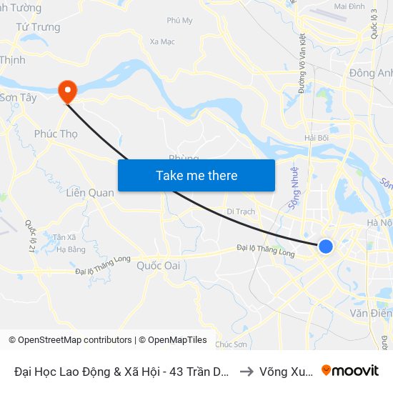 Đại Học Lao Động & Xã Hội - 43 Trần Duy Hưng to Võng Xuyên map