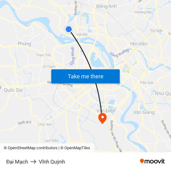 Đại Mạch to Vĩnh Quỳnh map