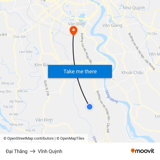 Đại Thắng to Vĩnh Quỳnh map