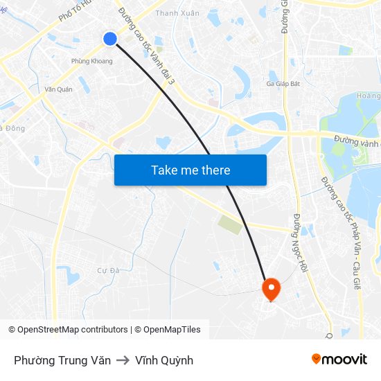 Phường Trung Văn to Vĩnh Quỳnh map