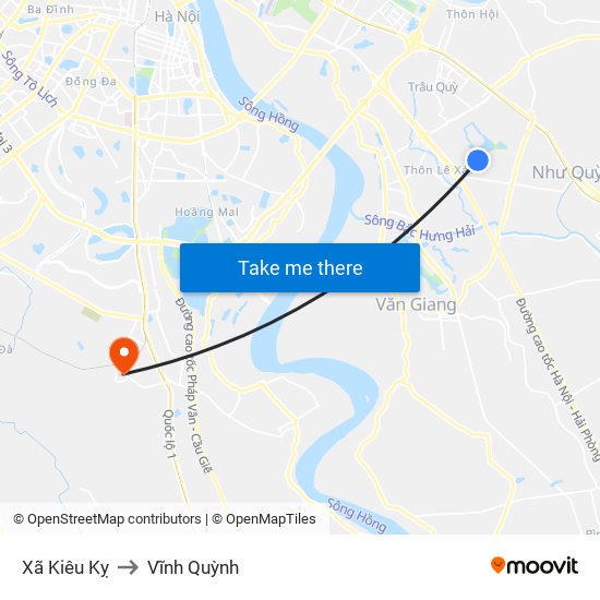 Xã Kiêu Kỵ to Vĩnh Quỳnh map