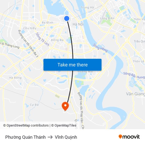Phường Quán Thánh to Vĩnh Quỳnh map