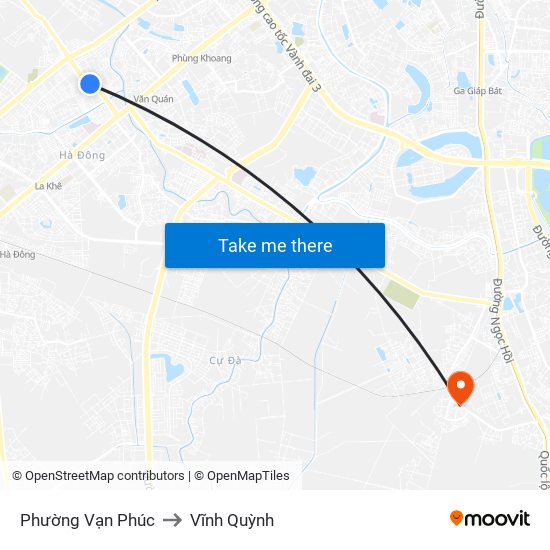 Phường Vạn Phúc to Vĩnh Quỳnh map