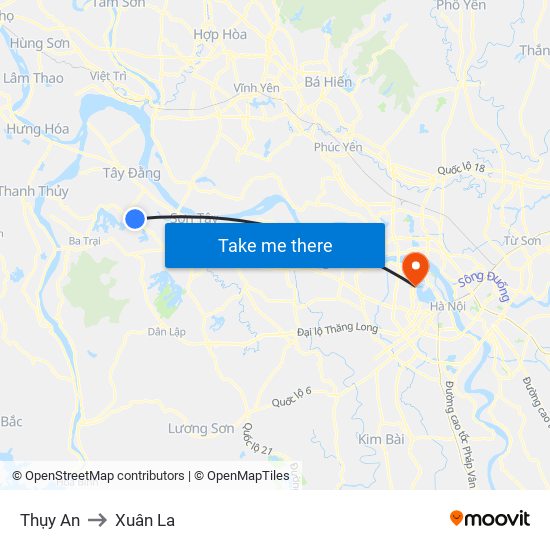 Thụy An to Xuân La map