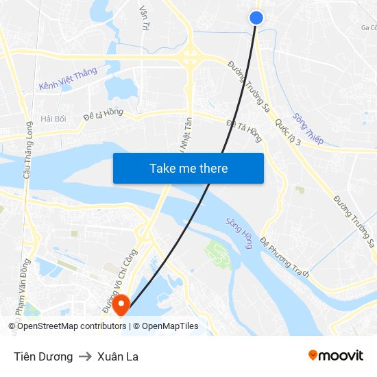 Tiên Dương to Xuân La map