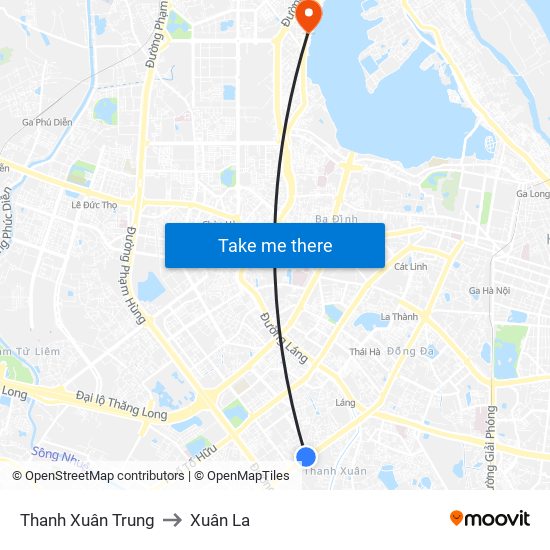 Thanh Xuân Trung to Xuân La map