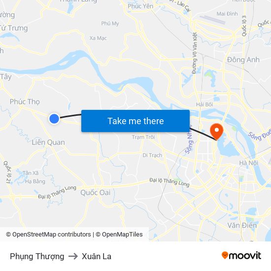 Phụng Thượng to Xuân La map