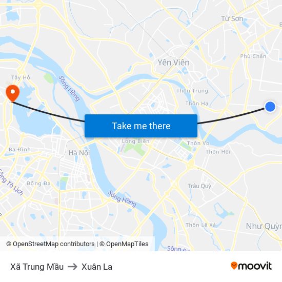 Xã Trung Mầu to Xuân La map