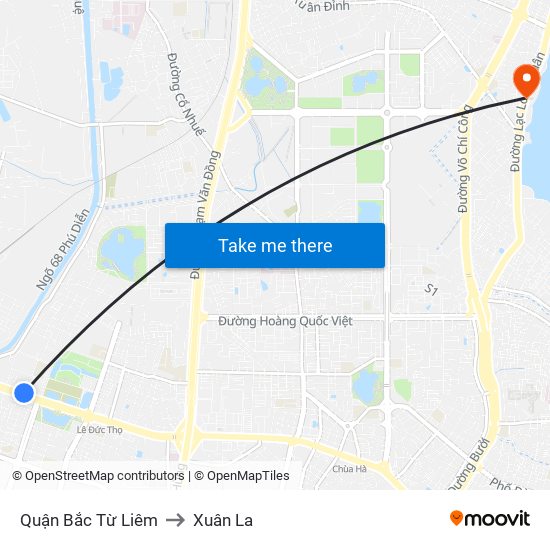 Quận Bắc Từ Liêm to Xuân La map