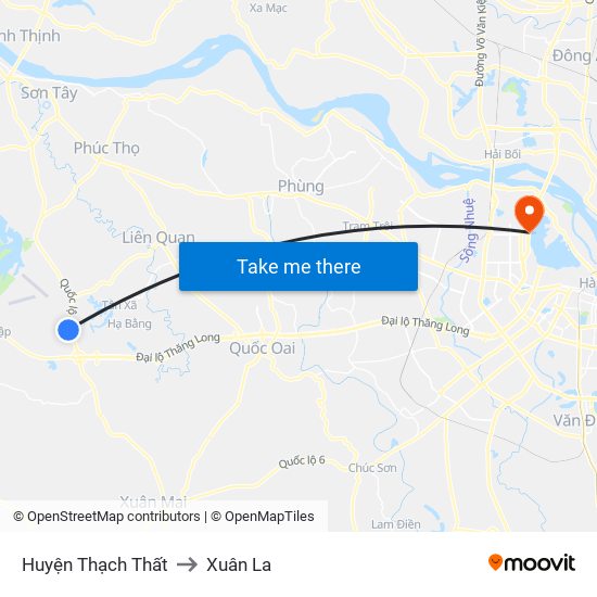 Huyện Thạch Thất to Xuân La map