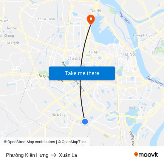 Phường Kiến Hưng to Xuân La map