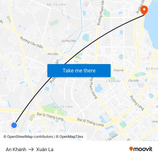 An Khánh to Xuân La map