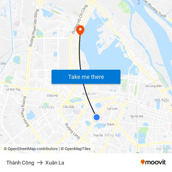 Thành Công to Xuân La map