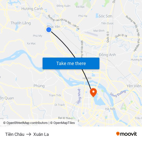 Tiền Châu to Xuân La map