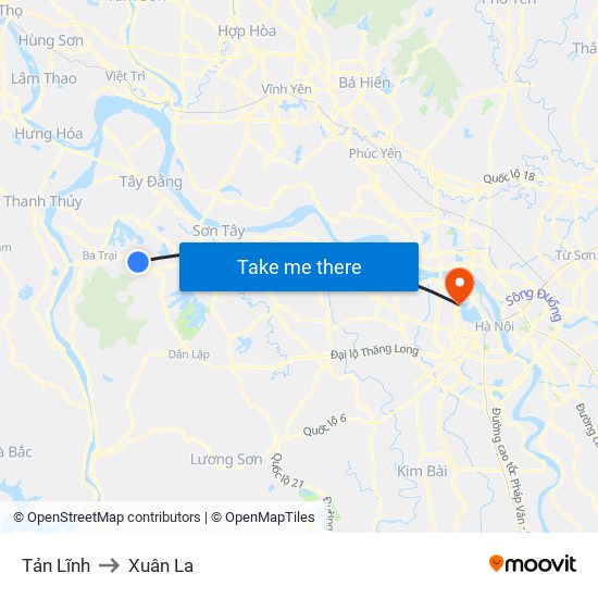 Tản Lĩnh to Xuân La map