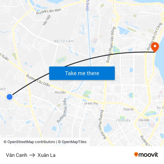 Vân Canh to Xuân La map
