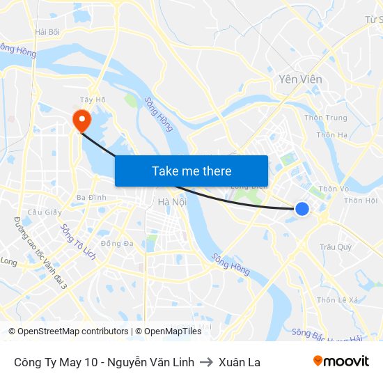 Công Ty May 10 - Nguyễn Văn Linh to Xuân La map