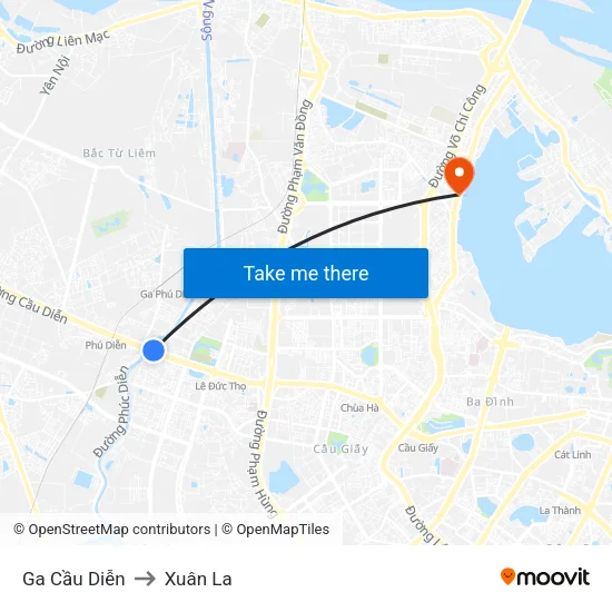 Ga Cầu Diễn to Xuân La map