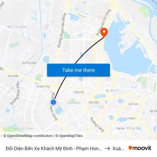 Đối Diện Bến Xe Khách Mỹ Đình - Phạm Hùng (Cột Trước) to Xuân La map