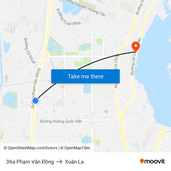 36a Phạm Văn Đồng to Xuân La map