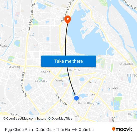 Rạp Chiếu Phim Quốc Gia - Thái Hà to Xuân La map