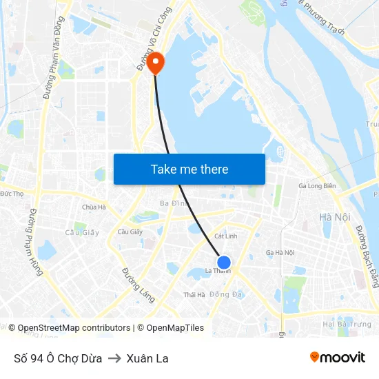 Số 94 Ô Chợ Dừa to Xuân La map
