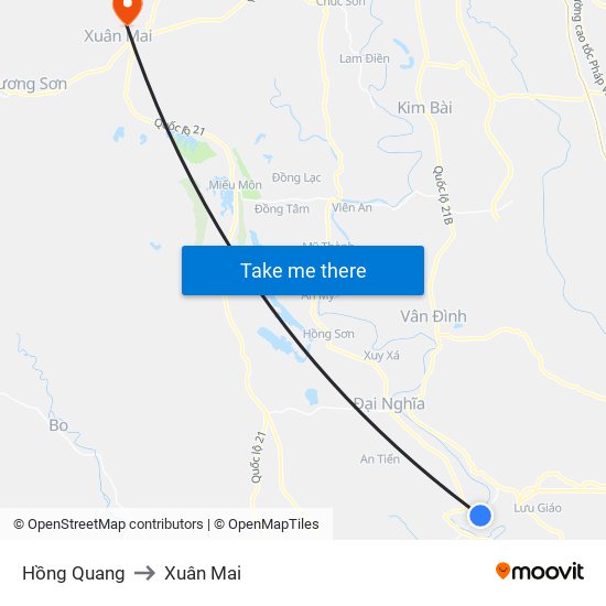 Hồng Quang to Xuân Mai map