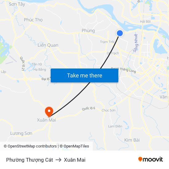 Phường Thượng Cát to Xuân Mai map