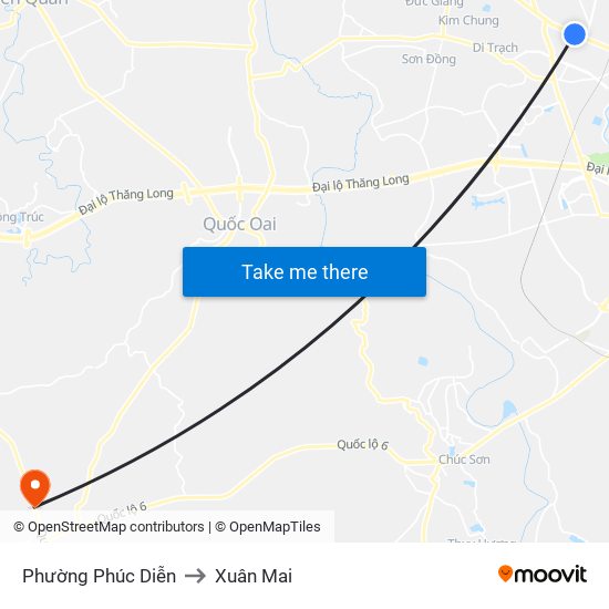 Phường Phúc Diễn to Xuân Mai map