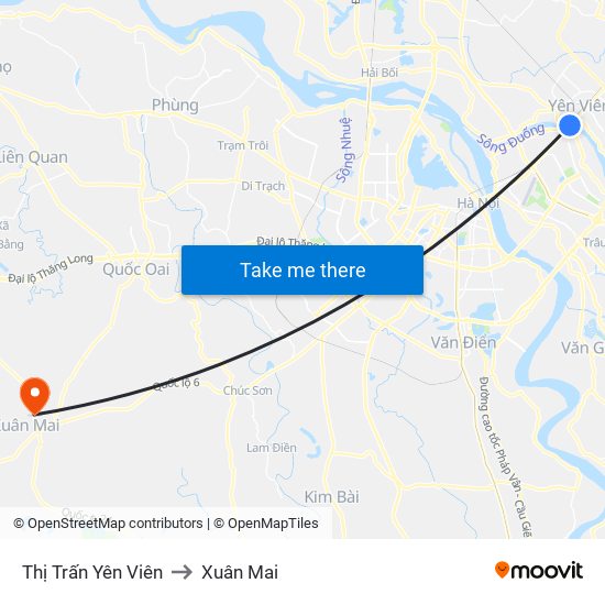 Thị Trấn Yên Viên to Xuân Mai map