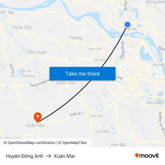 Huyện Đông Anh to Xuân Mai map