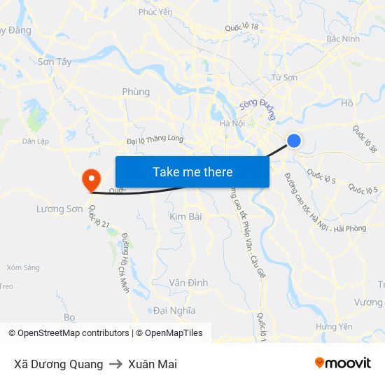 Xã Dương Quang to Xuân Mai map