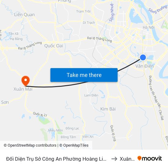 Đối Diện Trụ Sở Công An Phường Hoàng Liệt- 1277 Giải Phóng to Xuân Mai map