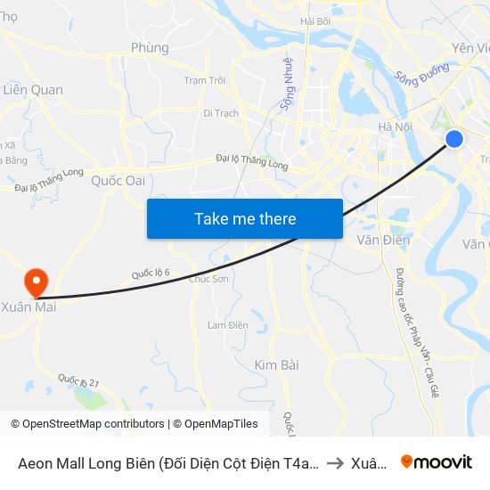 Aeon Mall Long Biên (Đối Diện Cột Điện T4a/2a-B Đường Cổ Linh) to Xuân Mai map