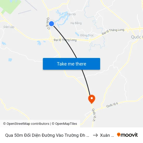 Qua 50m Đối Diện Đường Vào Trường Đh Fpt, Hòa Lạc to Xuân Mai map