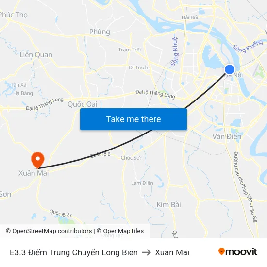 E3.3 Điểm Trung Chuyển Long Biên to Xuân Mai map