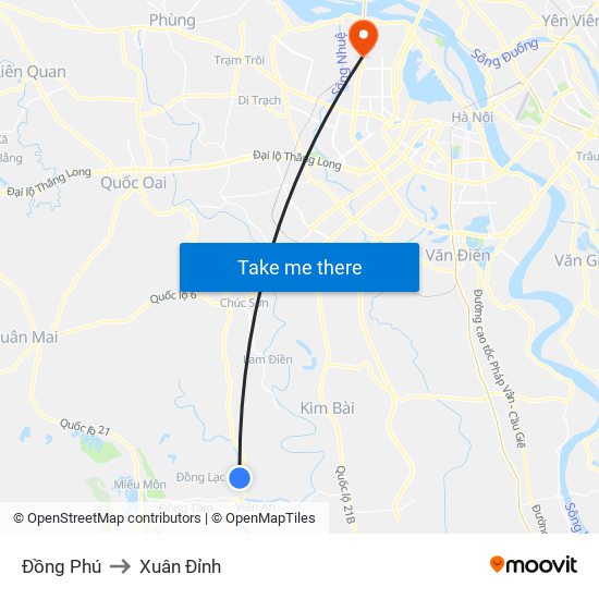 Đồng Phú to Xuân Đỉnh map