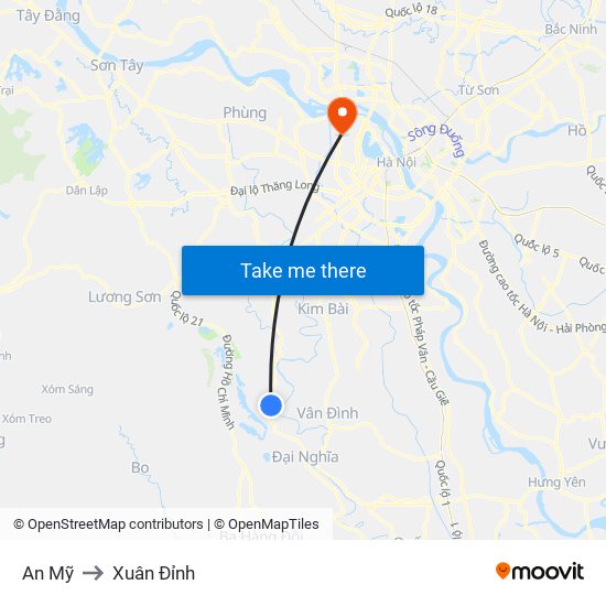 An Mỹ to Xuân Đỉnh map
