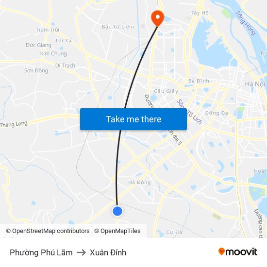 Phường Phú Lãm to Xuân Đỉnh map