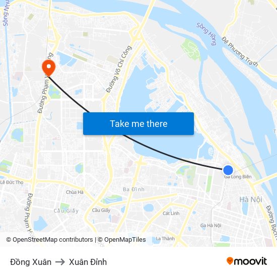 Đồng Xuân to Xuân Đỉnh map