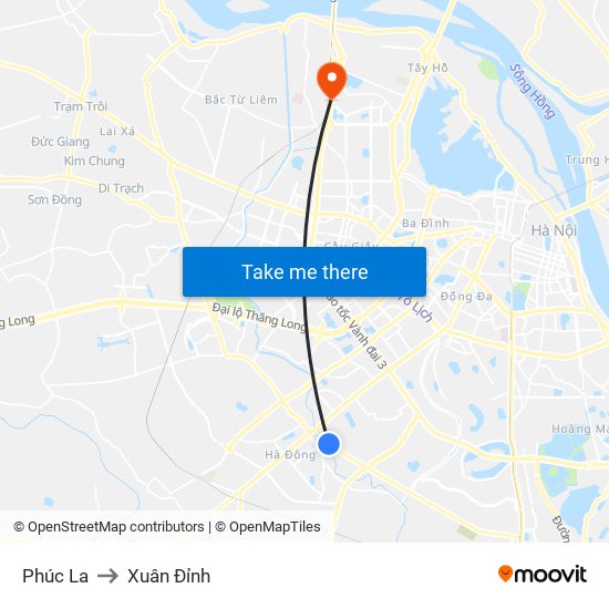 Phúc La to Xuân Đỉnh map