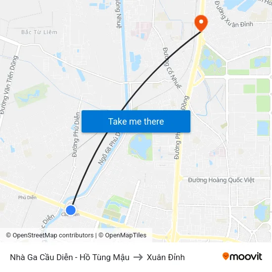Nhà Ga Cầu Diễn - Hồ Tùng Mậu to Xuân Đỉnh map